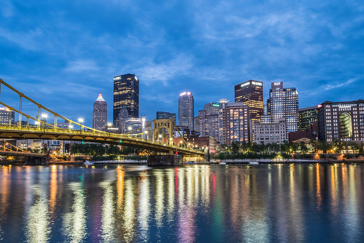 Pittsburgh skyline at dusk